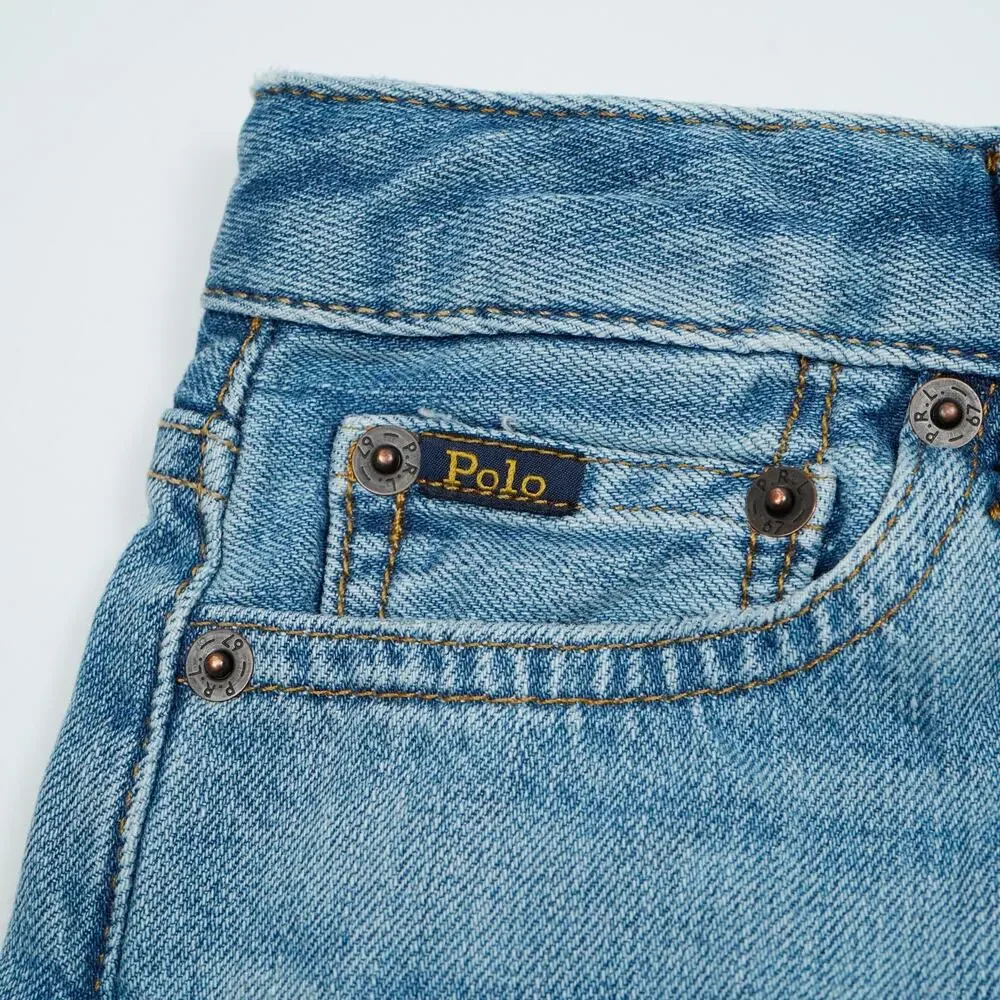 Polo Ralph Lauren Girls Denim Shorts Size M 8 Blue Frayed Hem Cotton